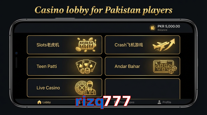 Lobby view of Rizq777 for Pakistan users